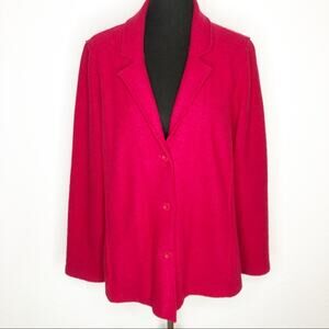 Eileen Fisher raspberry pink red wool button front jacket size Large